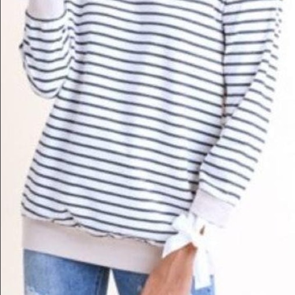 Tan and gray striped blouse